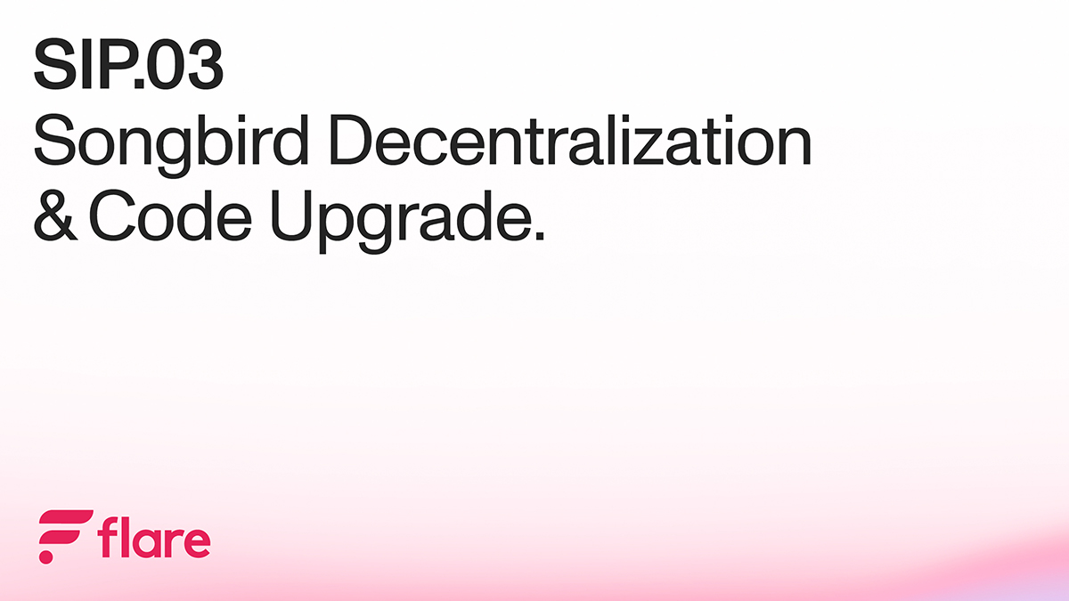 FlareNetworks's tweet photo. 🚨 New proposal SIP.03: Upgrade #Songbird to mirror Flare

This simplifies the developer experience for live network testing:

> Anyone can stake & validate to increase decentralization.

> Shared codebase to make future upgrades easier.

Wrap $SGB before Saturday to vote ⤵️
https://t.co/WGP5jCZox8