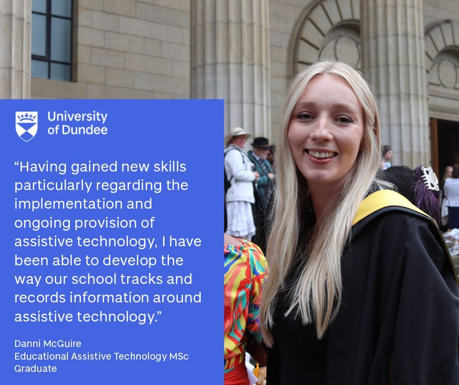 Congratulations to Danni McGuire who has graduated with a MSc Educational Assistive Technology 🎓!

Discover how you can shape the future with educational assistive technology 👉 buff.ly/3b2LTp3