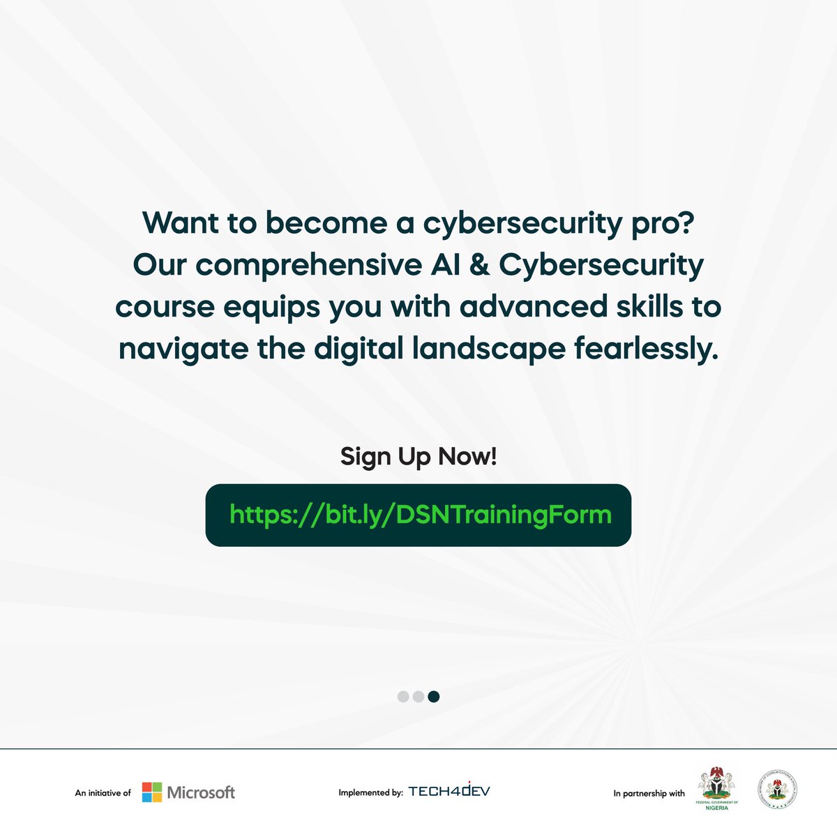 Tech4DevHQ's tweet photo. You can also enrol for our AI & Cybersecurity course to refine your skills and gain a credible Microsoft certification!
Sign up now: https://t.co/e1bBaoaka9
@Microsoft
#AI #Cybersecurity #FutureproofSkills #DSNtraining #Tech4Dev https://t.co/1yg4ZP9Ma0