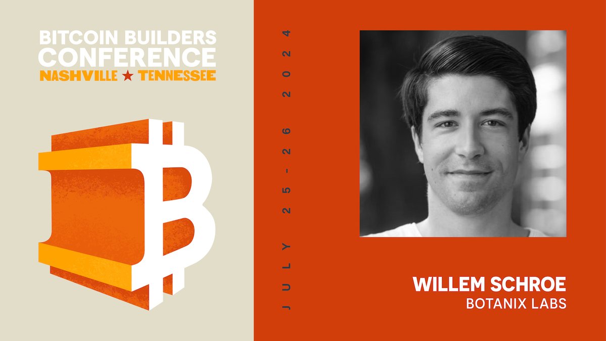 Speaker Announced: Willem Schroe

<a href="/WillemSchroe/">Willem Schroe</a> is the Founder of <a href="/BotanixLabs/">Botanix | Mainnet LIVE 🟢</a>, building the Spiderchain, the first EVM L2 on Bitcoin.

Learn from Willem how EVM Bitcoin L2s are scaling the ecosystem and onboarding apps from other chains.

Register now: bitcoinbuilders.io
