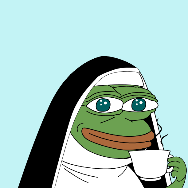 nishseq's tweet photo. I got the inspo for the nun trait from an old eth collection i like from 2018 called @CryptoPepes which were the first pepe pfps.🙏 https://t.co/pYfG7RYsWv