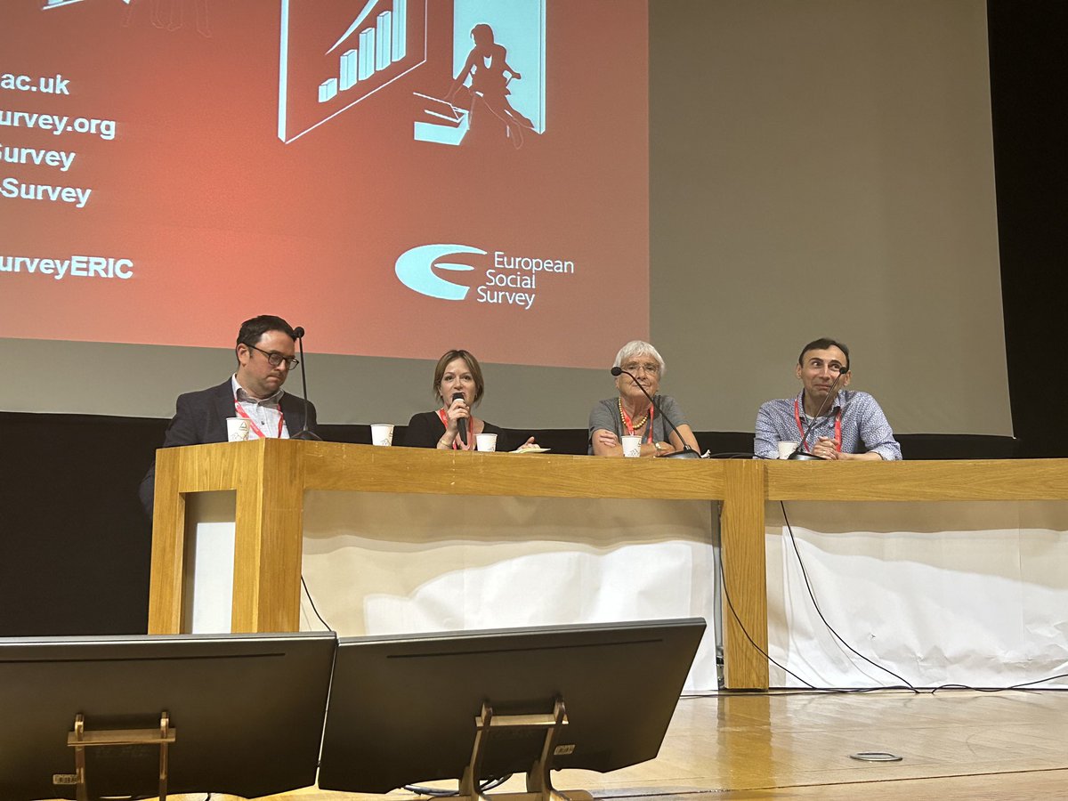 European Social Survey (@ess_survey) on Twitter photo An all star ⭐️ panel debating our planned switch to self-completion data collection, as part of today’s keynote by @RoryFitzESS.
<a href="/timhanson_123/">Tim Hanson</a>, <a href="/drceroberts/">Caroline Roberts</a>, <a href="/ialstoop/">Ineke Stoop</a> and Eldad Davidov are discussing some of the opportunities it presents and the challenges we face.
#ESSConf An all star ⭐️ panel debating our planned switch to self-completion data collection, as part of today’s keynote by @RoryFitzESS.
<a href="/timhanson_123/">Tim Hanson</a>, <a href="/drceroberts/">Caroline Roberts</a>, <a href="/ialstoop/">Ineke Stoop</a> and Eldad Davidov are discussing some of the opportunities it presents and the challenges we face.
#ESSConf
