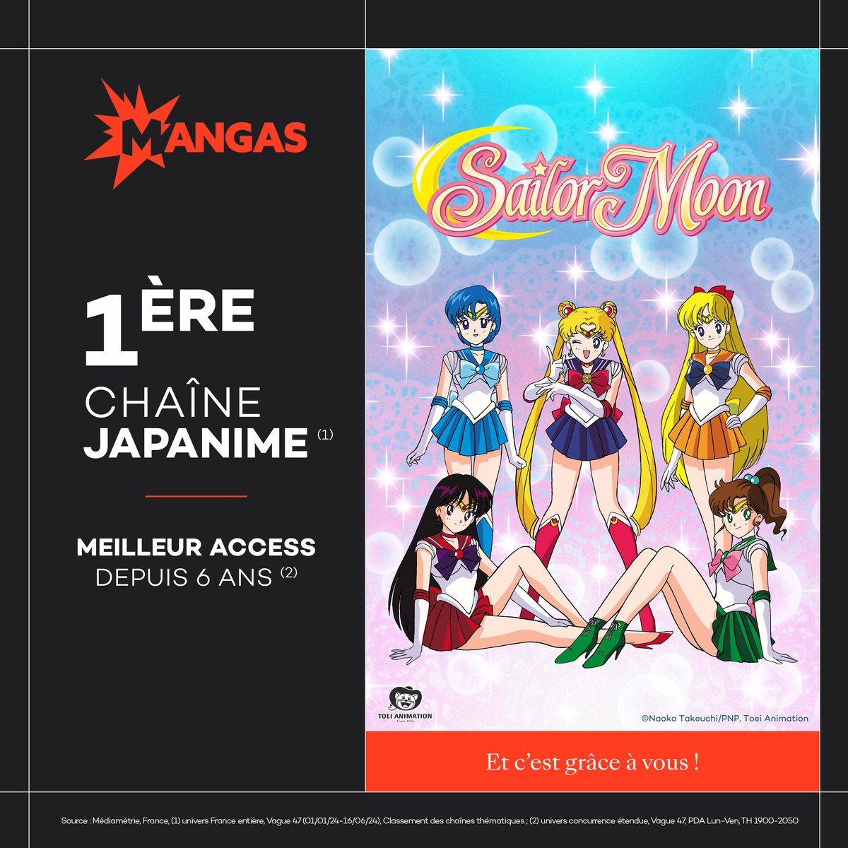 💥 Avec 1,6 millions de téléspectateurs chaque mois, Mangas reste LA chaîne référence Japanime !! 🧡
Merci pour votre fidélité 😍
#Audiences #MédiamatThématik #Médiamat #Vague47