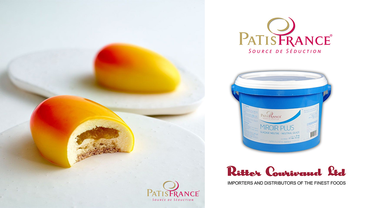 Celebrate the season with desserts as radiant as they are delicious, thanks to our Miroir Plus Neutral Glaze from #PatisFrance! Ideal for entremets and other fruity treats, this ready-to-use glaze provides a brilliant finish and perfect hold. #rittercourivaud #pastrychef #glaze