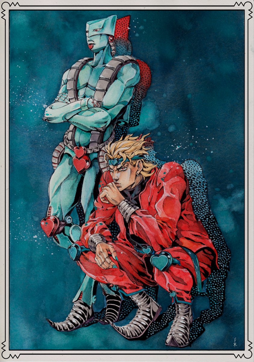 xfkart's tweet photo. Hello im a watercolor artist that likes JoJos Bizarre Adventure and i feel like my hands are much better for this than operating a forklift #PortfolioDay https://t.co/gCZOpb5pI1