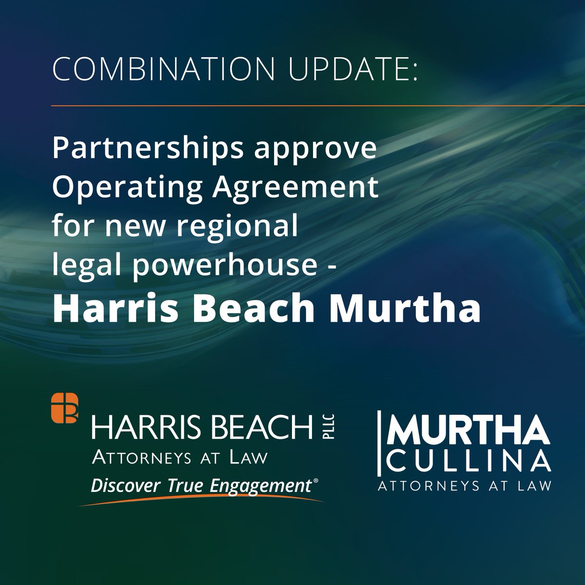 We’re excited to announce another milestone in our combination with <a href="/MurthaLaw/">Murtha Cullina LLP</a>! The partnerships have approved an Operating Agreement that will govern the combined firm - Harris Beach Murtha. We will operate as one firm beginning January 1, 2025. harrisbeachmurtha.com