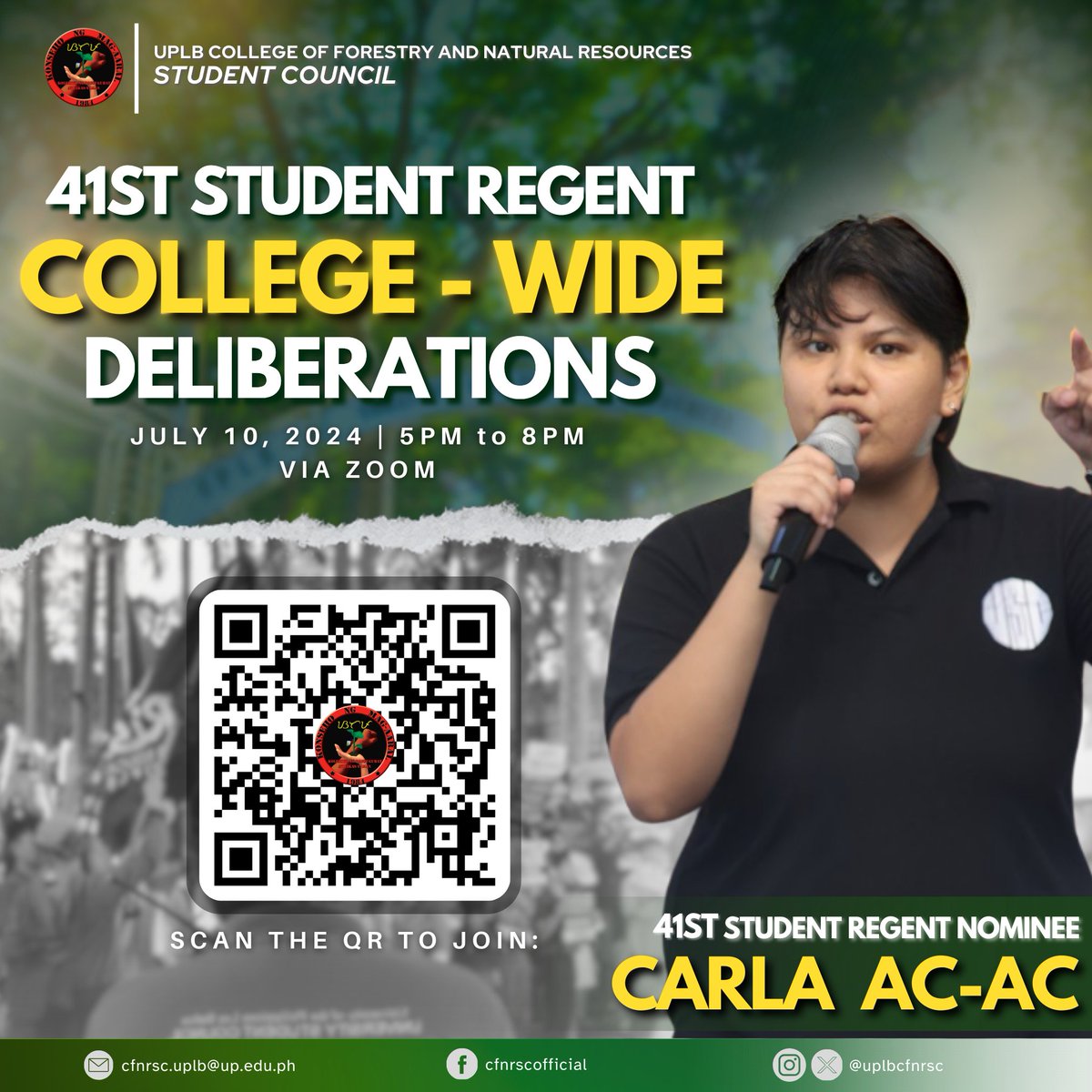 UPLBCFNRSC's tweet photo. 𝐀𝐓𝐓𝐄𝐍𝐓𝐈𝐎𝐍:
𝐂𝐨𝐥𝐥𝐞𝐠𝐞 𝐃𝐞𝐥𝐢𝐛𝐞𝐫𝐚𝐭𝐢𝐨𝐧𝐬 𝐟𝐨𝐫 𝐭𝐡𝐞 𝟒𝟏𝐬𝐭 𝐒𝐭𝐮𝐝𝐞𝐧𝐭 𝐑𝐞𝐠𝐞𝐧𝐭 𝐍𝐨𝐦𝐢𝐧𝐞𝐞 𝐂𝐚𝐫𝐥𝐚 𝐏. 𝐀𝐜-𝐚𝐜 on 𝗝𝘂𝗹𝘆 𝟭𝟬, 𝟮𝟬𝟮𝟰 𝗮𝘁 𝟱𝗽𝗺 - 𝟴𝗽𝗺.

Join Zoom Meeting
https://t.co/jbupvYixgZ https://t.co/jzez0hrStu