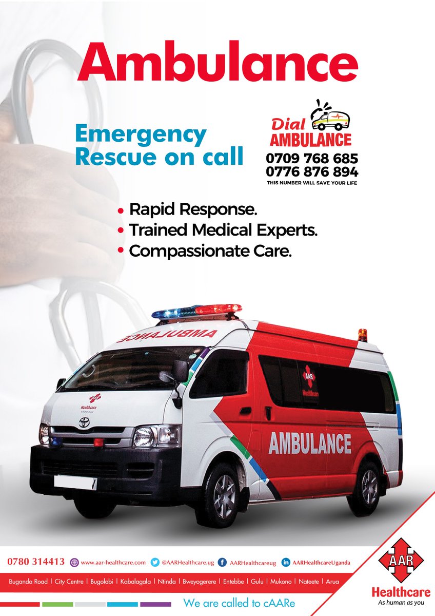 AARHealthcareUg's tweet photo. Our emergency rescue offers rapid response for all rescue and evacuation needs. Dial an ambulance today.
#cAARe https://t.co/FFAXo3R5Yi