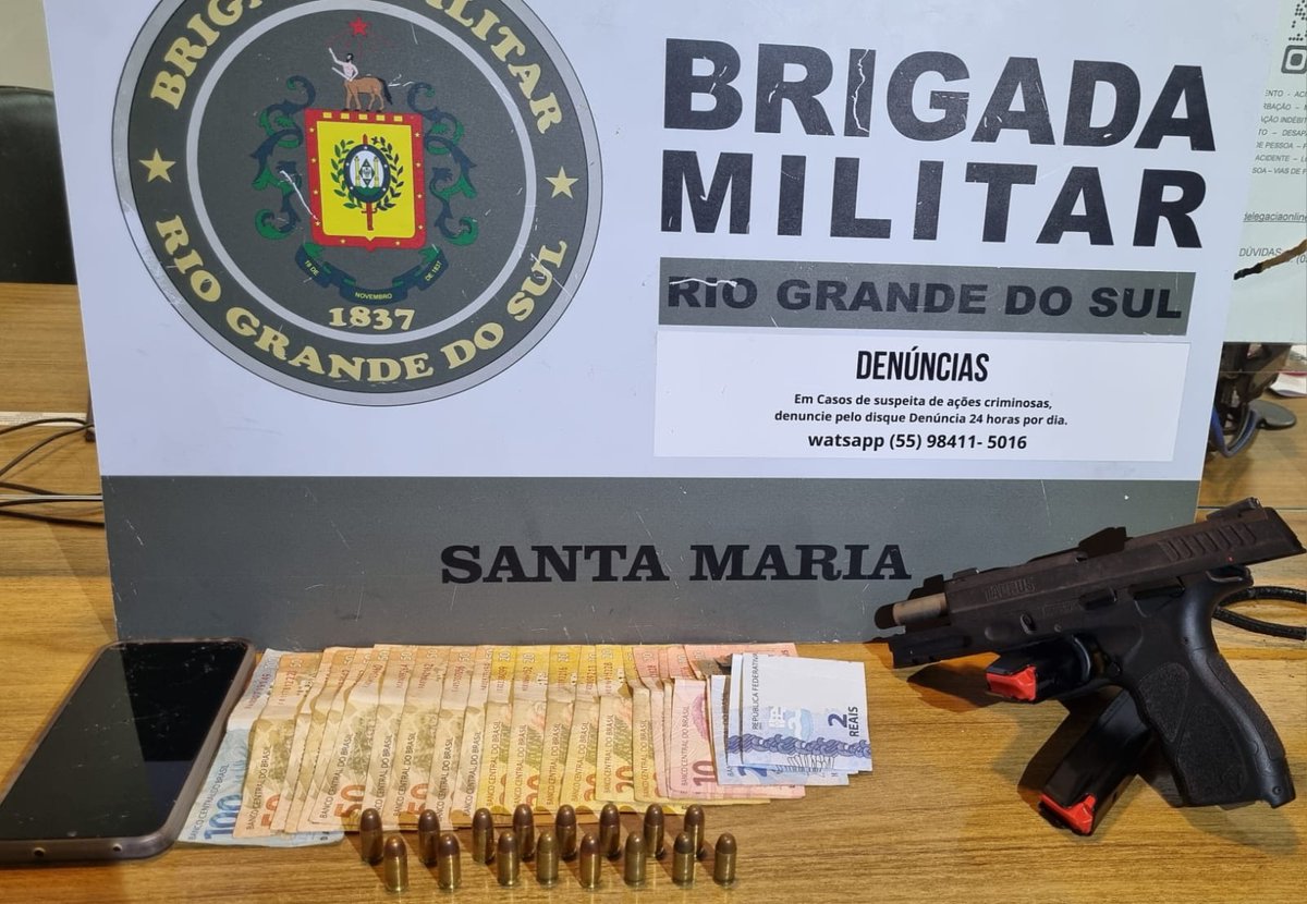 🚔🚨 Brigada Militar prende homem por porte ilegal de arma em Santa Maria.