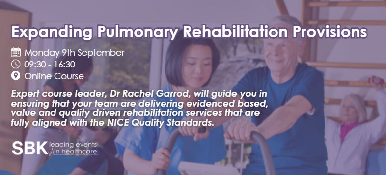 SBK Healthcare (@sbkhealthcare) on Twitter photo 🫁 Expanding Pulmonary Rehabilitation Provisions
🗓️Monday 9th September
⏰9.30am-4.30pm, online course
Led by Respiratory Physiotherapist and Senior Lecturer, <a href="/rachhagan/">rachel garrod</a>, this course will equip you with the knowledge, inspiration and practical understanding to raise best 🫁 Expanding Pulmonary Rehabilitation Provisions
🗓️Monday 9th September
⏰9.30am-4.30pm, online course
Led by Respiratory Physiotherapist and Senior Lecturer, <a href="/rachhagan/">rachel garrod</a>, this course will equip you with the knowledge, inspiration and practical understanding to raise best