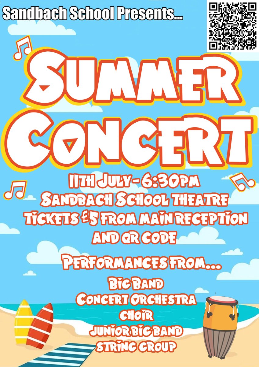 SUMMER CONCERT THIS THURSDAY

Join us this Thursday 6:30pm for our Summer Concert

Tickets available on the door or in advance from priorbooking.com/e/sandbach-sch…
