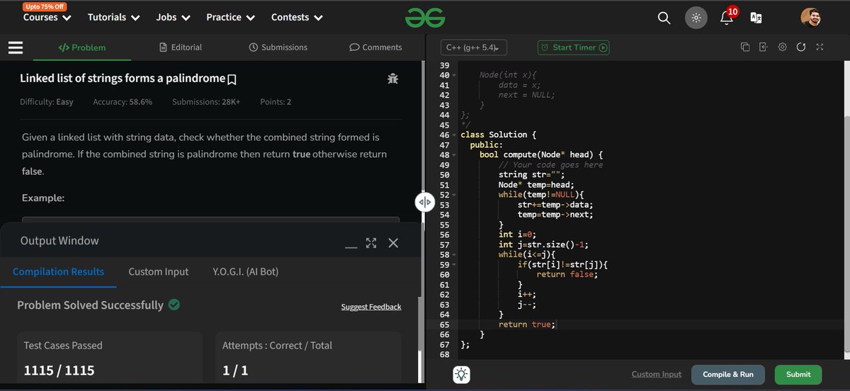 Srinath47902542's tweet image. Day 46 of #100DayCodingChallenge: Solved two problems:
1. Diameter of Binary Tree
2. Linked List of Strings from a Palindrome.
Excited to continue this coding journey! #CodeNewbie #LeetCode