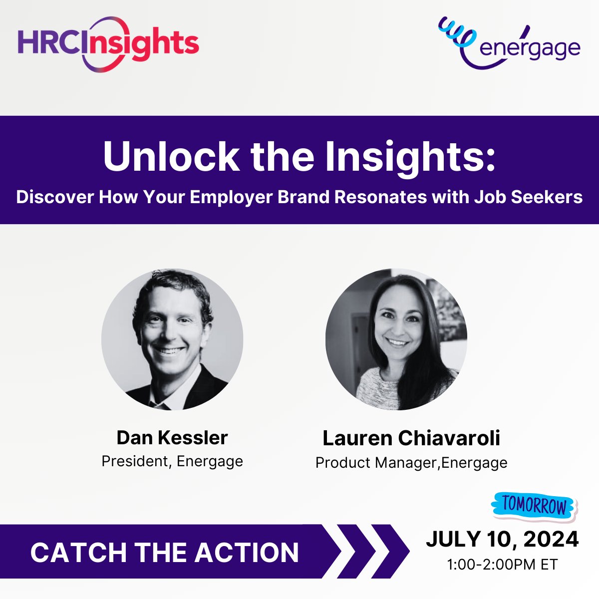 TeamEnergage's tweet image. One day away from Energage President Dan Kessler and Product Manager Lauren Chiavaroli's HRCInsights webinar.
July 10, 1 PM EST
Don't miss it!
Register here: events.zoom.us/ev/AmEuGoc61hD…
#Energage #HRCI