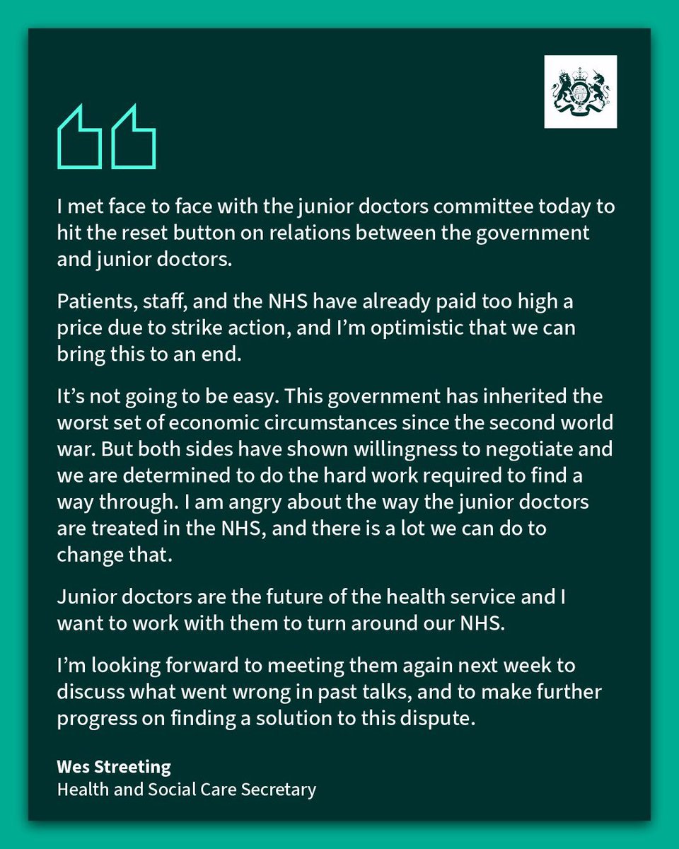 A positive first meeting with the BMA Junior Doctors Committee today.