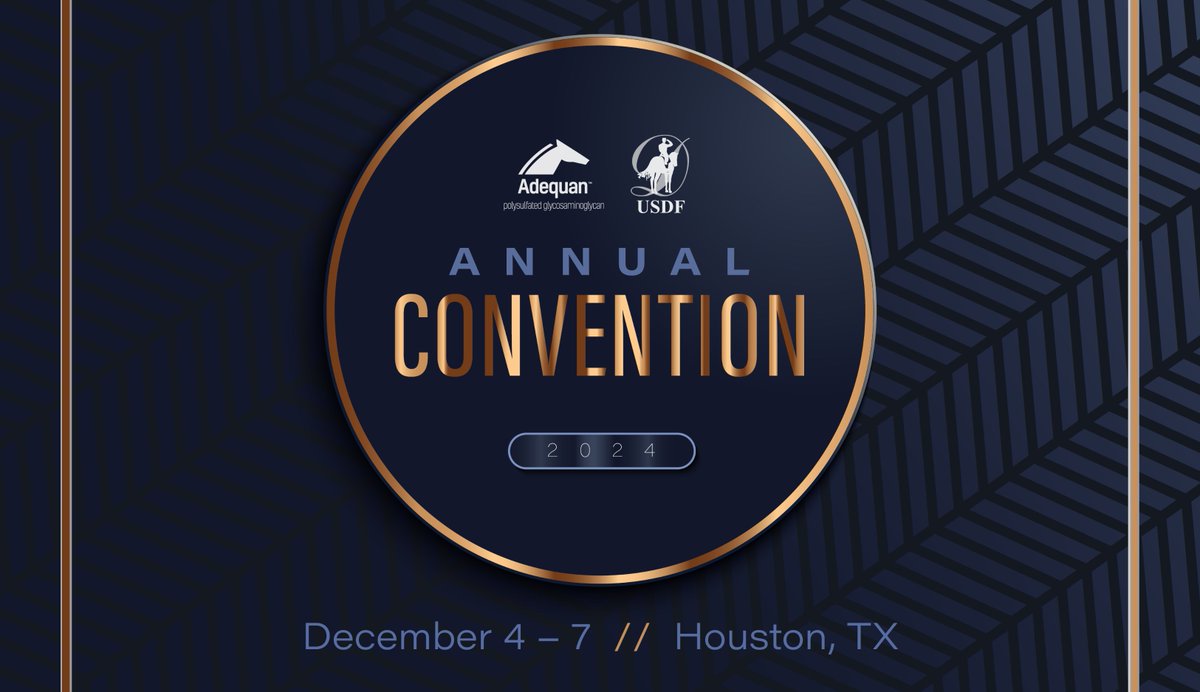 We are thrilled to invite dressage riders, trainers, breeders, and enthusiasts to join us in Houston, TX for the 2024 Adequan®/USDF Annual Convention! 

Follow our official event page to stay up to date as we get closer to Convention: facebook.com/share/7V3QyB8N…