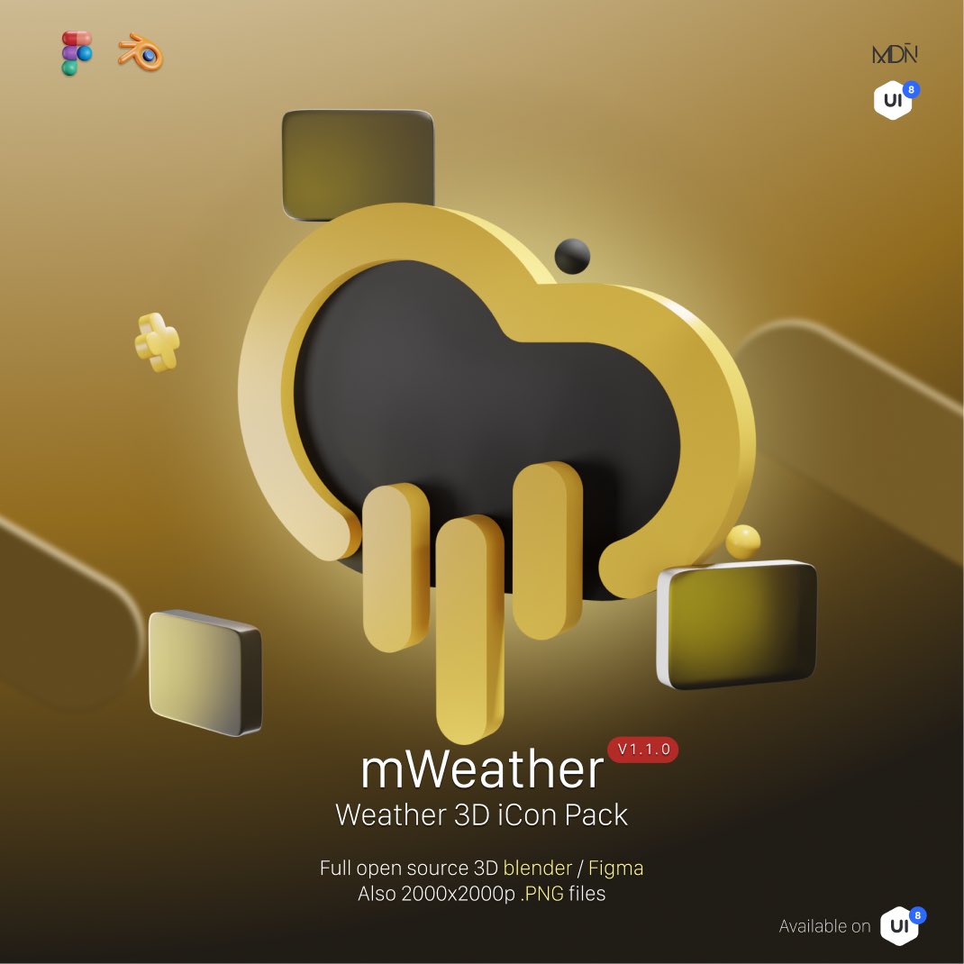 Mahdimdn's tweet photo. Excited to announce the release of the mWeather 3D Icon Pack! 🌟🌤️ Get your hands on these high-quality 3D icons for your weather app. Available on UI8 now! #MDN #mWeather #IconPack #3DIcons #UIUX #Design https://t.co/fLgChOE7ta