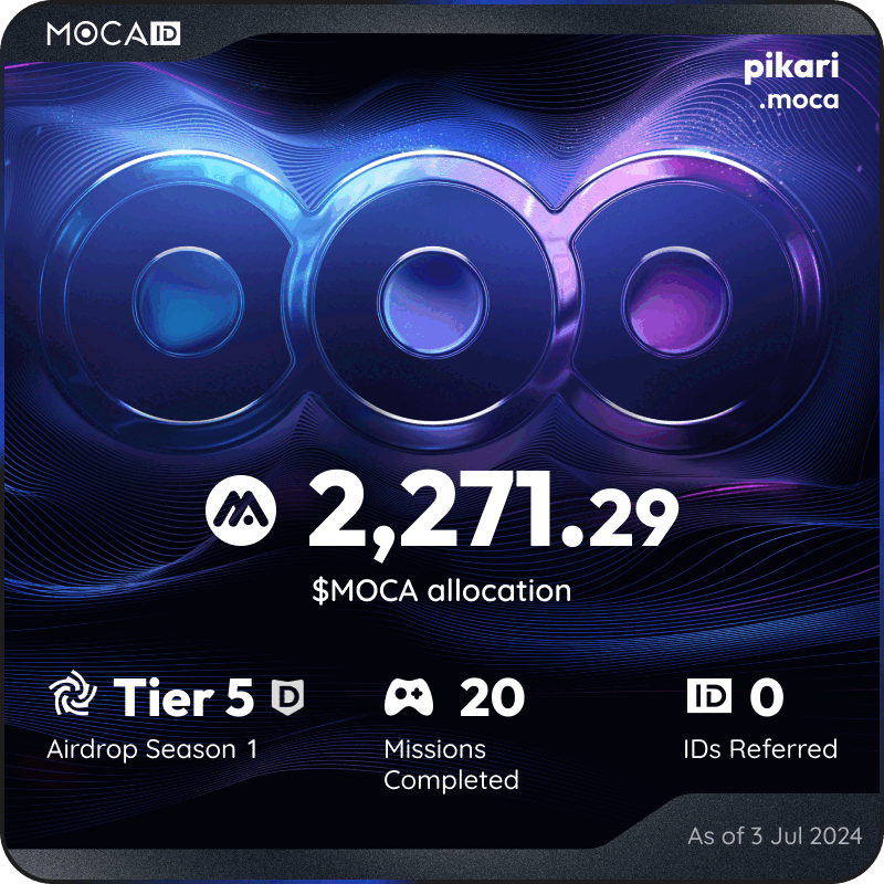 pikapikapikaril's tweet photo. #Mocalized by $MOCA 👁
I claimed 2271.29 $MOCA from the @Moca_Network Moca ID airdrop! Claim yours here ➡ https://t.co/eLXOoHBB2N https://t.co/Nj6X6fuolC