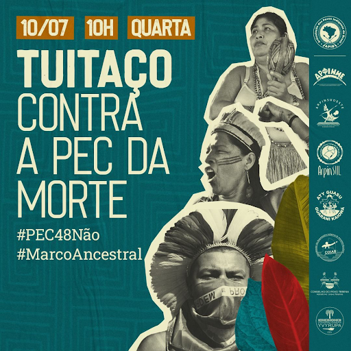 amazonwatch's tweet photo. JOIN THE TWEET STORM IN DEFENSE OF INDIGENOUS PEOPLES! Tomorrow, July 10, the Brazil Senate Constitution &amp; Justice Committee will vote on a Proposed Amendment to the Constitution (PEC) that alters a fundamental clause intending to replace Indigenous right with a time frame. https://t.co/uz6Is2C8iF