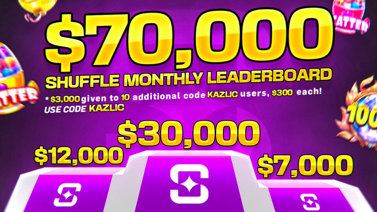 $70,000 up for grabs on my biggest wager competition ever! 💰

1️⃣ $30,000
2️⃣ $12,000
3️⃣ $7,000
⭐️ Also 10 random wager's will receive $300 each! 

📎 kazlicrewards.com/leaderboard
📎 shuffle.com/?r=Kazlic

Retweet for a chance to win $50! ♻️