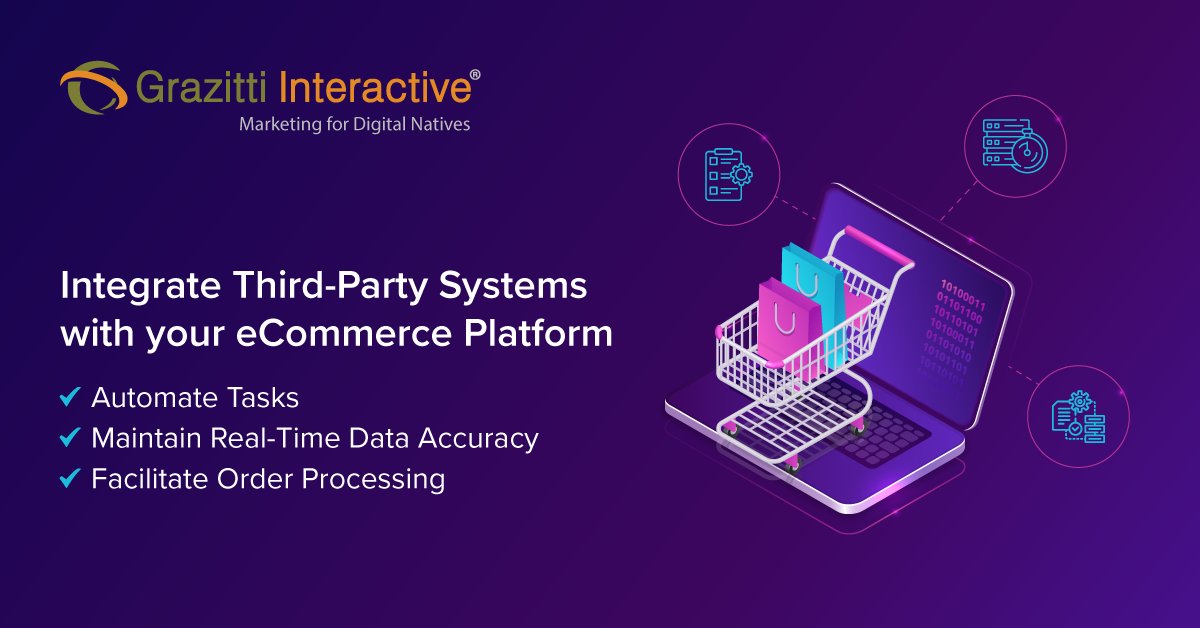 Grazitti's tweet image. Integrating your eCommerce platform with third-party systems can scale your business operations, minimize system errors, and reduce order cycle times. Learn more, in this article. 

👉 ow.ly/1Iok50SxFBR 👈

#integrations #ecommerceintegrations #grazitti