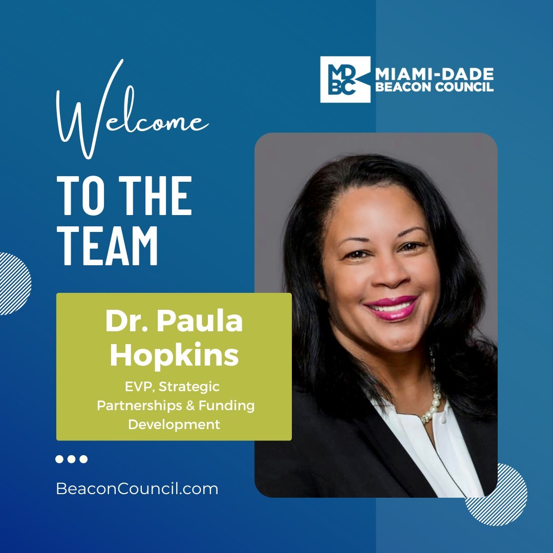 beaconcouncil's tweet photo. @beaconcouncil's thrilled to welcome Dr. Paula Hopkins, EVP, Strategic Partnerships &amp; Funding Development. 30+ years of experience to MDBC where she'll lead efforts to heighten strategic partnerships &amp; engagement in support of #GreaterMiami's economy. https://t.co/Diev9vBDfh https://t.co/hhTOuQPyEZ