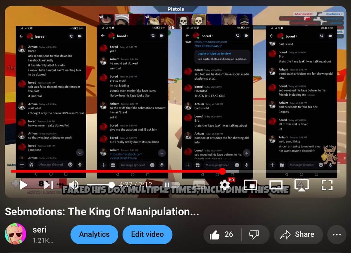trueseri's tweet image. @Sebmotions_ sent a false privacy strike to take down my video on him, striking me cuz one of my screenshots included a link to a fake dox of him that the same screenshots literally debunk 💀
