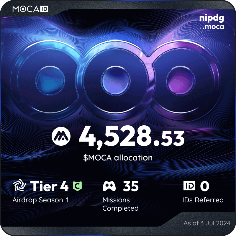 #Mocalized by $MOCA 👁
I claimed 4528.53 $MOCA from the <a href="/Moca_Network/">Mocaverse💼🪐</a> Moca ID airdrop! Claim yours here ➡ mocaverse.xyz/moca-airdrop/