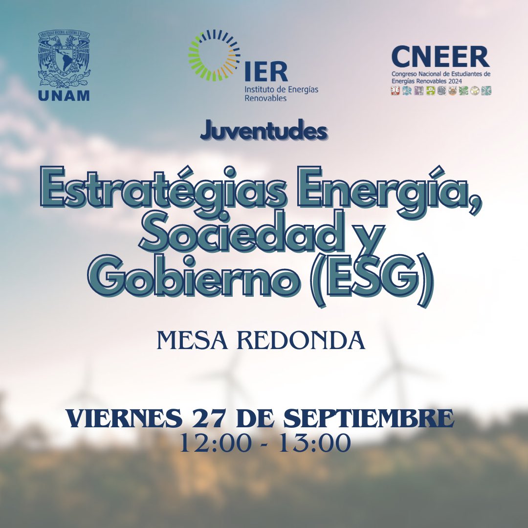¡¡¡ Te presentamos las conferencias del último día del #CNEER2024!!! 😄

La temática de este día será “Juventudes” y estos son los temas de las que personas jóvenes, profesionales, expertas, preparadas y exitosas nos hablarán con respecto a transición energética: 🙌🏼