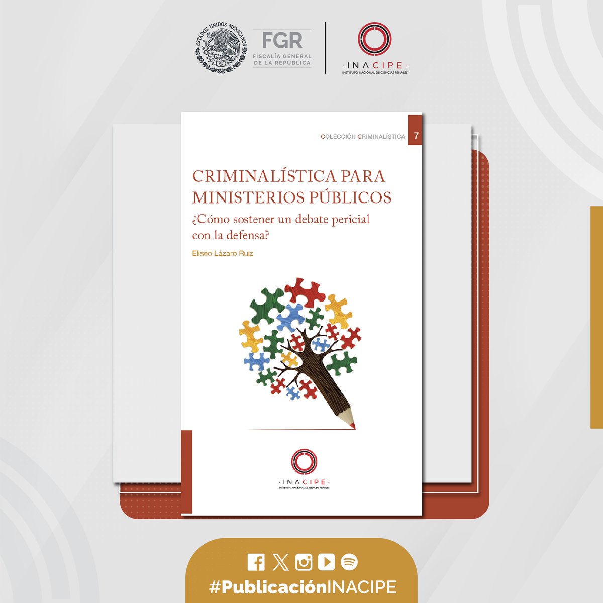 INACIPE's tweet photo. Te presentamos "Criminalística para Ministerios Públicos", obra escrita por el investigador Eliseo Lázaro Ruiz. Adquiérelo en  ➡️ https://t.co/21fLiHhDgB https://t.co/uM3g2bfA8f
