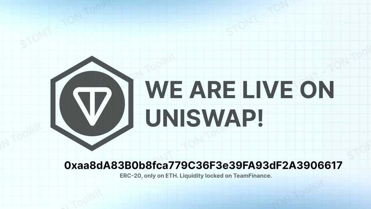 tontoolkit's tweet image. 🟢 $TONT is live on ETH at CA:
0xaa8dA83B0b8fca779C36F3e39FA93dF2A3906617

dextools.io/app/en/ether/p…

✅ This is the only official CA that will work for the $TONT project. There will be no other token. This is the only token. DYOR from our official website tonkit.org…