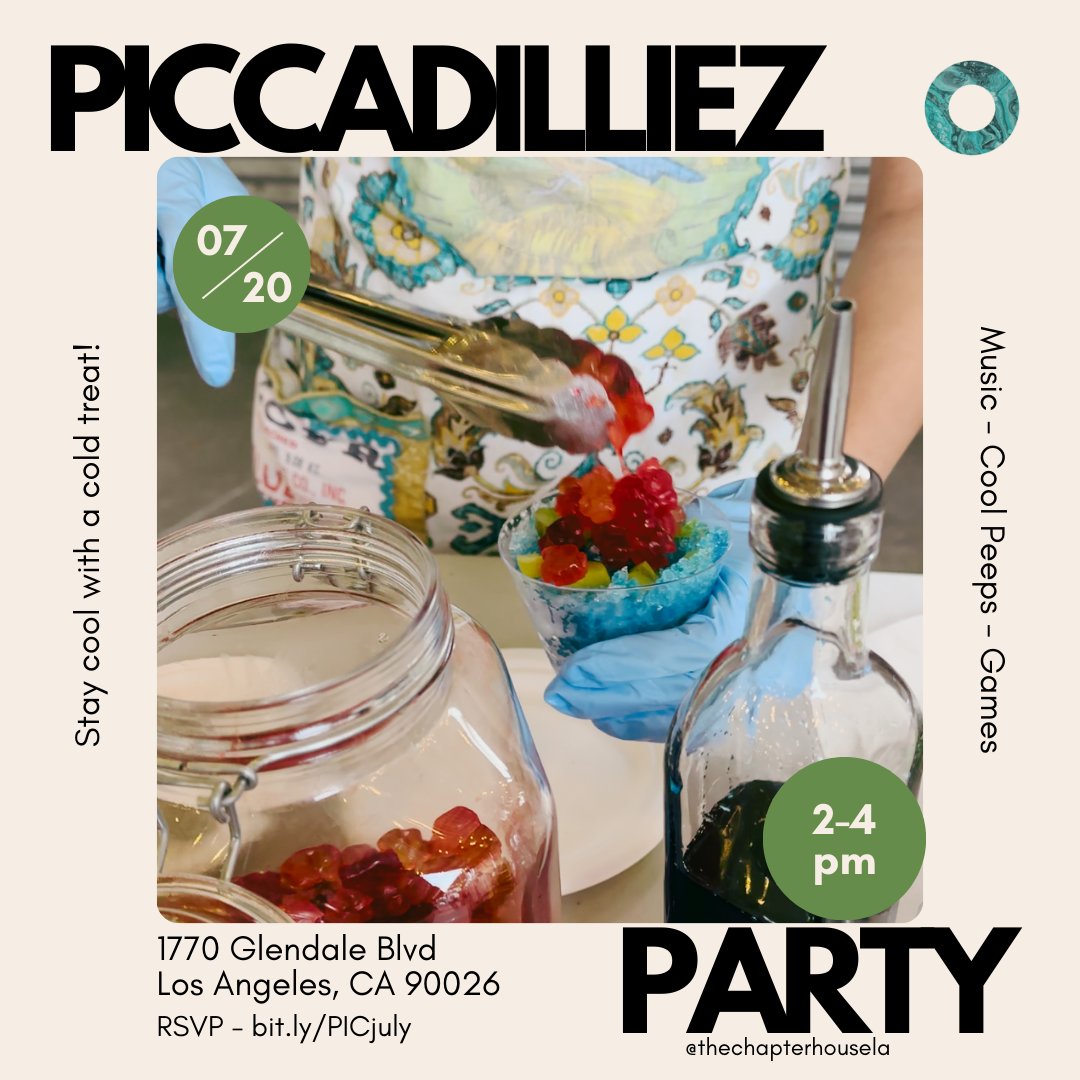 What's up, piccadilly people!! Come thru on Saturday, July 20 for ice cold piccadilliez to beat this wild heat 

📆 Saturday, July 20, 2024 || 2:00 pm to 4:00 pm 

🔗Register at bit.ly/PICjuly