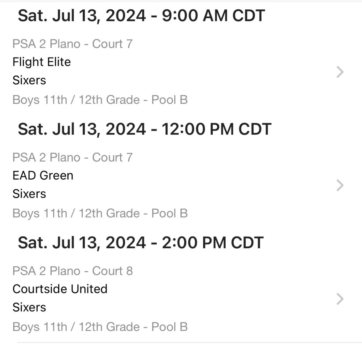 Sixers schedule for the Lone Star Classic hosted by @court23tournaments in Dallas, Texas. Come out and support!!

July 13-14

PSA 2 Plano
601 Seabrook Dr
Plano, TX 75023