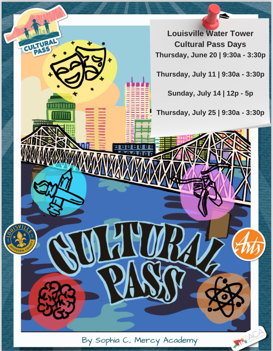 Join us this Thursday and Sunday for the 2024 @fund4thearts #CulturalPass! The Pass grants FREE access to Louisville Water Tower and WaterWorks Museum on July 11 and July 14. Get your pass at culturalpass.org