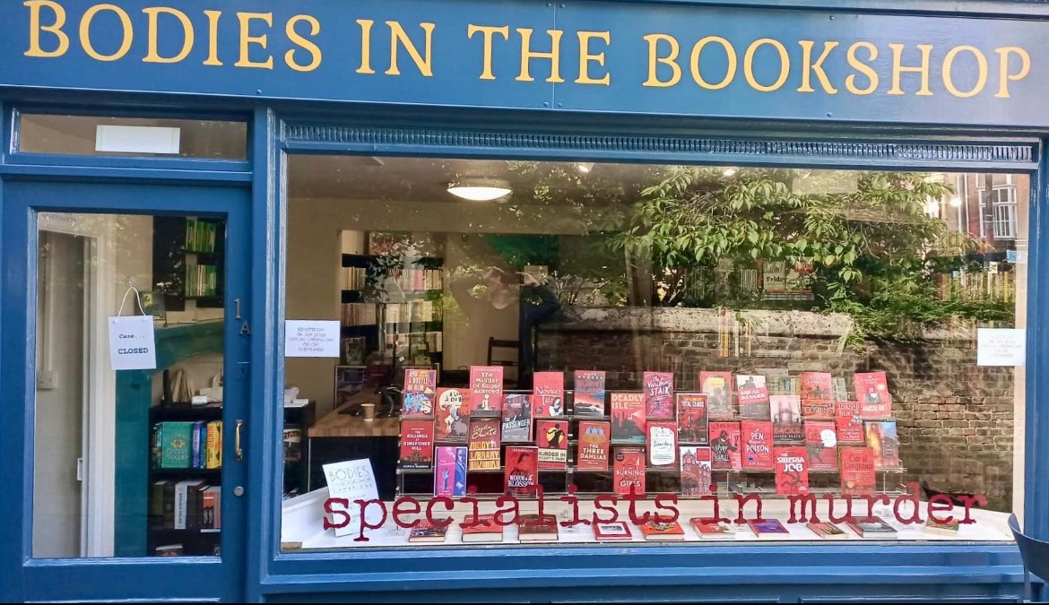 Cambridge has a wonderful new mystery fiction bookshop! I can’t wait to visit and shop at Bodies in the Bookshop - and am delighted to see ‘The Killings at Kingfisher Hill’ in this blood-red window display!