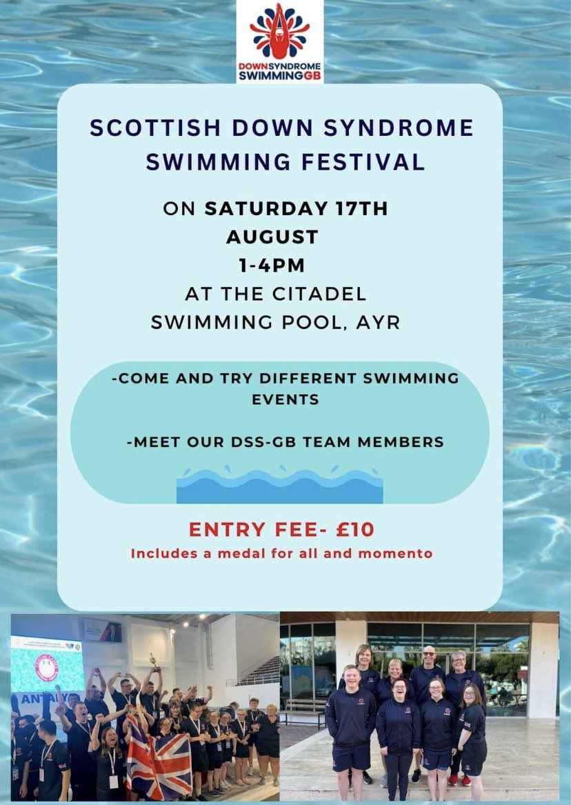 A bit of a quiz for you 🤔

👉Do you live in Scotland? 
👉Can you swim 25m (1 length of the pool) unaided? 
👉Do you have Down Syndrome?

If it’s a YES to all 3, we would ❤️ to meet you at the 🏴󠁧󠁢󠁳󠁣󠁴󠁿 #downsyndrome 🏊‍♀️🏊‍♂️Festival on Sat 17/8

Entry form 👇
forms.office.com/e/E1a5BnnhEt

#fun