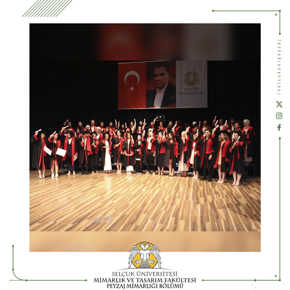 selcukunipeyzaj's tweet photo. S.Ü. Mimarlık ve Tasarım Fakültesi Mezuniyet Programı S.Ü. Sultan Alparslan Kültür Merkezi' nde gerçekleştirilmiştir. Bölümümüzü başarıyla bitiren öğrencilerimizi tebrik ediyoruz. https://t.co/BoRguLmENa
