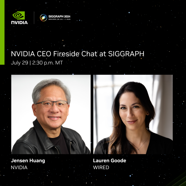 Join NVIDIA Founder and CEO Jensen Huang and WIRED's Lauren Goode in an insightful fireside chat to discover how #generativeAI and accelerated computing are transforming industries. Monday, July 29, 2:30 p.m. MT at #SIGGARPH2024. nvda.ws/3xvFH7r dy.si/svERL