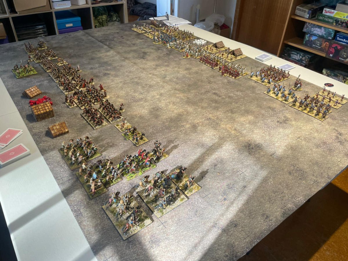 Paul89487518's tweet photo. After 4 years of prep work, we played our 1st TTS game in our Rome Civil War project. Awesome to fill the table with our labours! #tothestrongest #28mmwargaming #ancientwargaming #romancivilwar #caesarianromans https://t.co/zwrCkKWX01