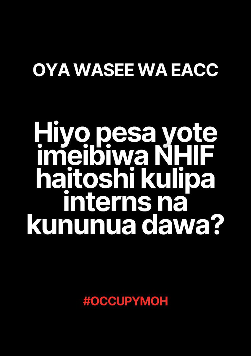 ziyaafrica's tweet photo. Oya nanii @Nakhumicha_S #OccupyMOH #NakhumichaMustGo #RutoMustGo https://t.co/om2uVO1FRL