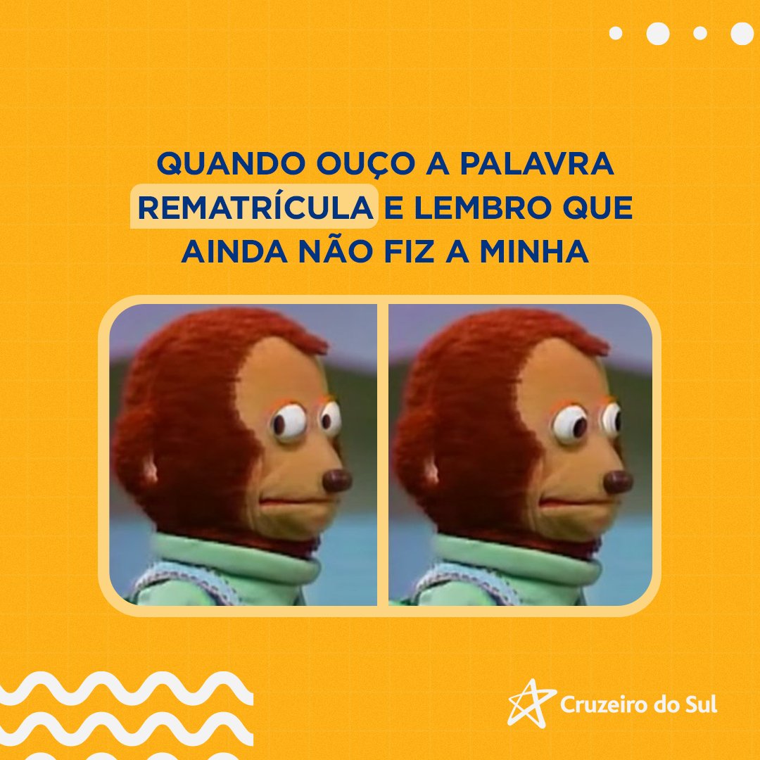 MOMENTO TENSO! 😲

Esquecendo de alguma coisa, querido estudante? Você pode realizar a sua rematrícula pela Área do Aluno, na aba REMATRÍCULA. Não vai deixar passar, hein? 😉

#cruzeirodosul #rematricula