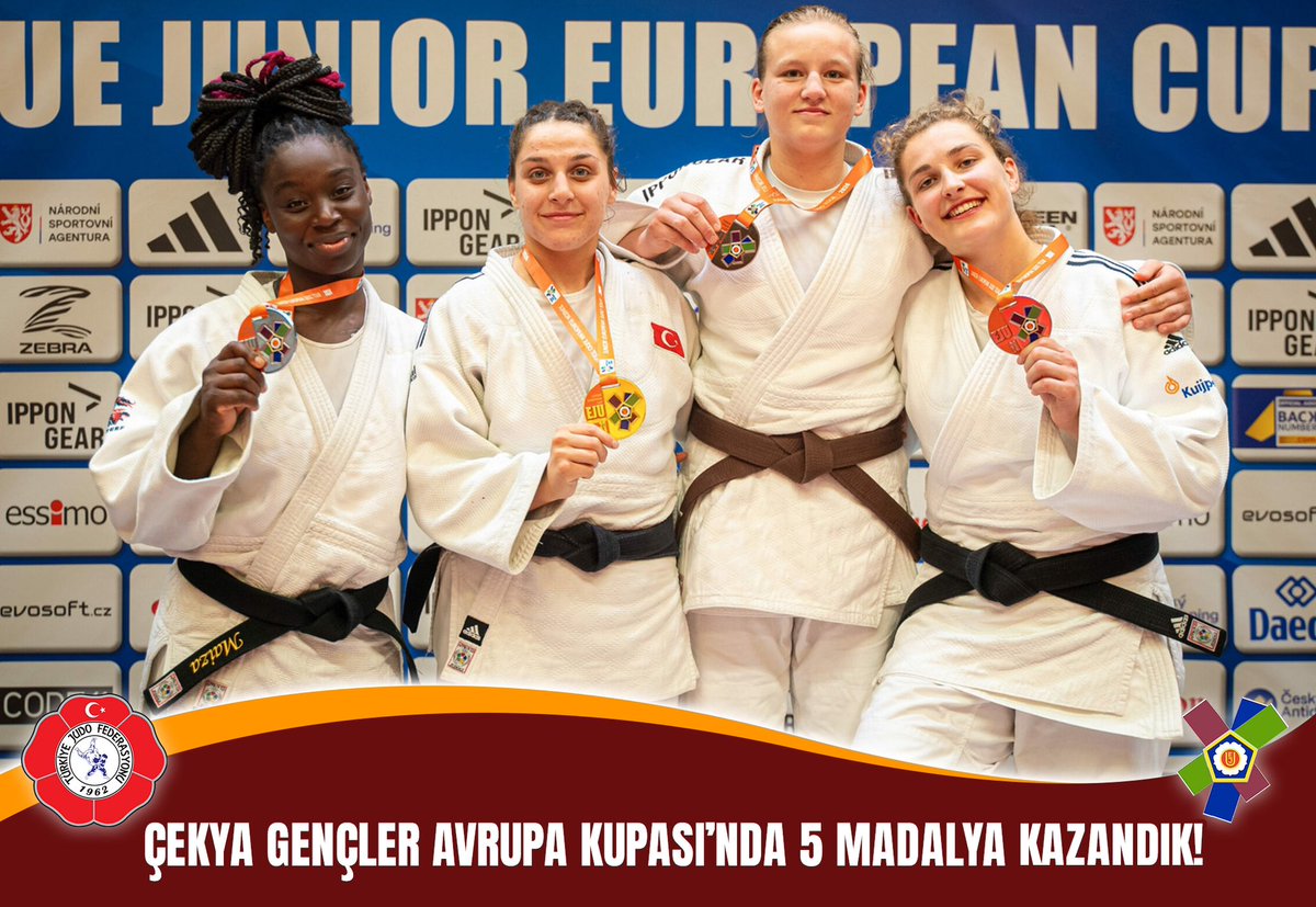 Çekya'nın Prag şehrinde düzenlenen müsabakanın son gününde Türkiye, 2 bronz madalya daha kazanarak madalya sayısını 🥇🥇🥉🥉🥉5’e çıkardı. -48 kg. sporcularımız Zilan Ertem ve Begümnaz Doğruyol bronz madalyanın sahibi olarak büyük bir başarıya imza attı.