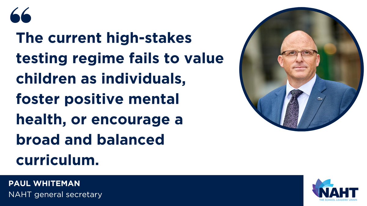 NAHT remains concerned about the purpose of Year 6 SATs.

We urge the new govt to reconsider the value and purpose of statutory assessments. They are given disproportionate significance and pile pressure onto pupils and staff.

bit.ly/3S4nSDt