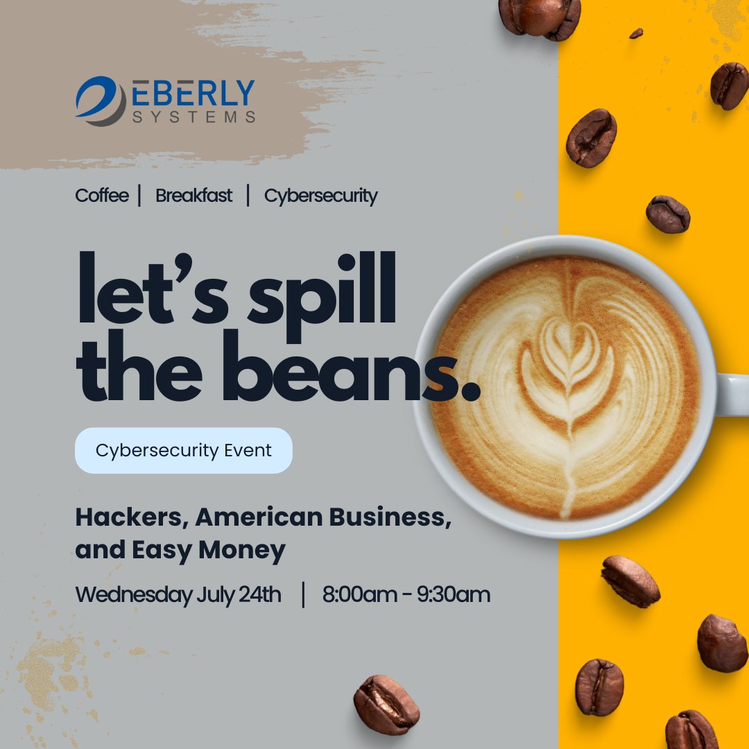 eberlysystems's tweet photo. Are you a CEO, business owner, IT director, or CFO looking to stay ahead of evolving cyber threats?

Join us July 24th for our cybersecurity breakfast event!

Register here: https://t.co/HZUf1cpF5W

#Cybersecurity #BusinessSecurity #EberlySystems #MSP https://t.co/2KoFvPVEZb