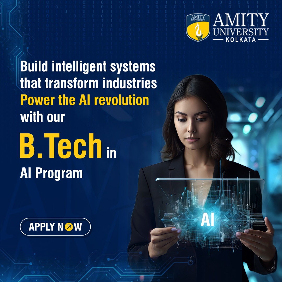 amity_kolkata's tweet image. Fuel the future of technology with our #BTech in #AIProgram. Design intelligent systems that revolutionize industries. From machine learning to robotics, gain expertise to lead the AI revolution. #ArtificialIntelligence #MachineLearning #AmityUniversity #AmityKolkata