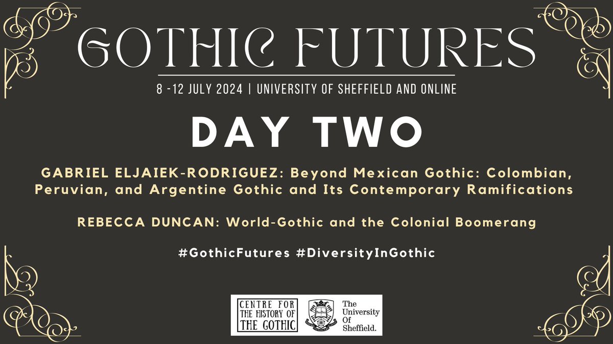 After a morning of our Gothic Futures seminars and publishing workshops , we're ready for our day two keynotes featuring Gabriel Eljaiek-Rodriguez and Rebecca Duncan ! #GothicFutures #DiversityInGothic