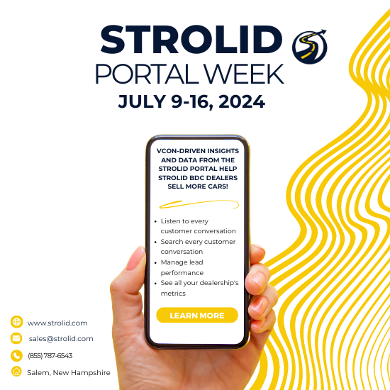 Strolid's tweet photo. Using #CustomerConversations, the #StrolidPortal enables deep insights into #dealerships. Benefits? More #sales and #service income! Available to all @Strolid #SalesBDC and #ServiceBDC customers today - https://t.co/zYbGqcaDXj. #AutoDealer? Let's talk - sales@strolid.com! πππ― https://t.co/JWyFaudk7d