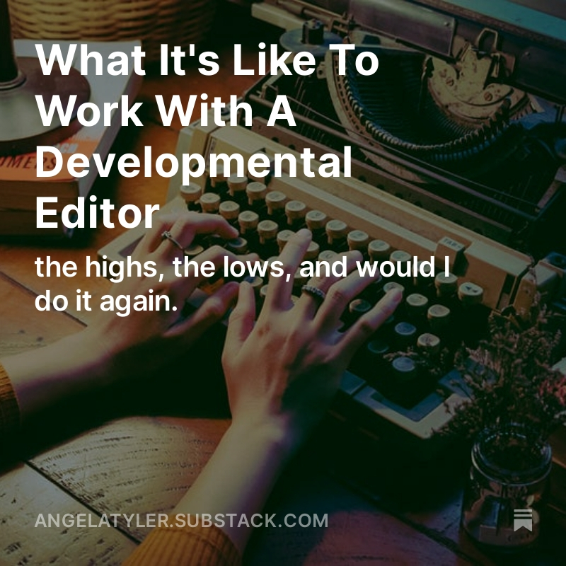 My decision to hire a developmental editor changed everything for my novel. If you’re thinking of hiring one, or just curious about the process, I hope this helps!  #WritingCommunity  angelatyler.substack.com/p/what-its-lik…