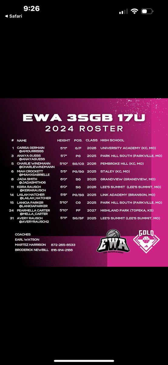 coachstbaugh's tweet photo. @Just_Carter_ @corryne00 2025 shooting guard. Playing with EWA. Grandview HS (MO) https://t.co/VSpcNRTWCt