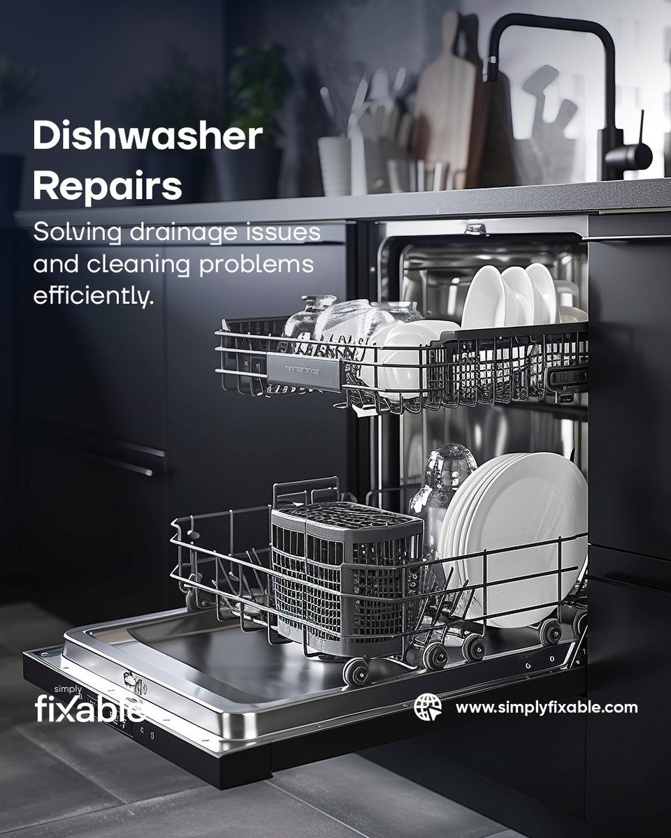 Simply_Fixable's tweet photo. 🍽️ Dishwasher Troubles?

Say goodbye to drainage issues and cleaning problems. Simply Fixables provides top-notch dishwasher repair services to keep your kitchen running smoothly. Book your repair today!
_
#DishwasherRepair #KitchenSolutions #saferepair #easyrepair #SimplyFixable https://t.co/0Isif9P8Fp