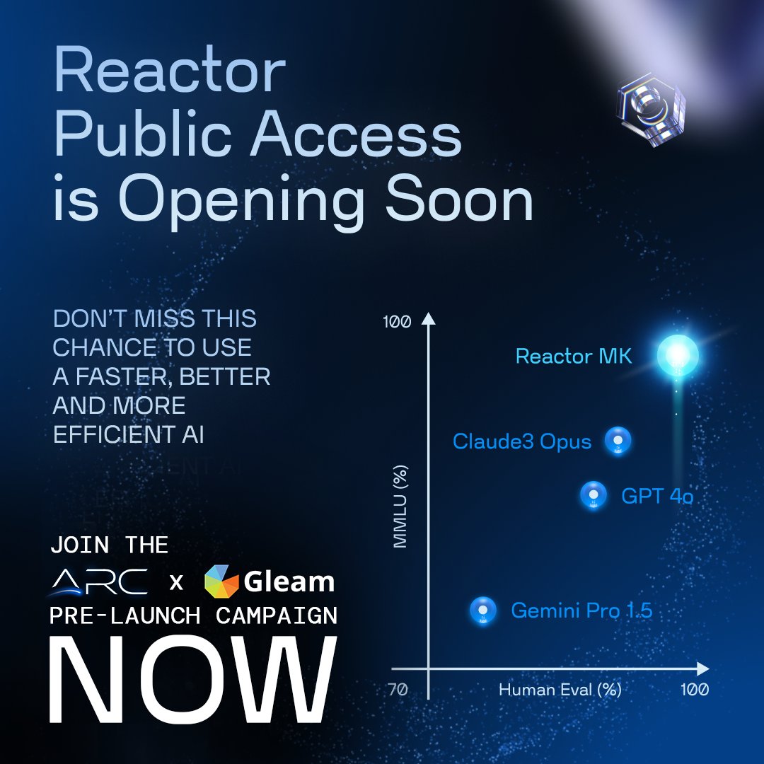 🎉 We're thrilled to announce the launch of Reactor AI public access this month! To celebrate, we're giving away some amazing prizes in this Gleam campaign:

gleam.io/cSdLF/arc-reac…

✨ One lucky winner will receive a $100 Amazon gift card! 🛍️ 

✨ Two winners will get Reactor AI
